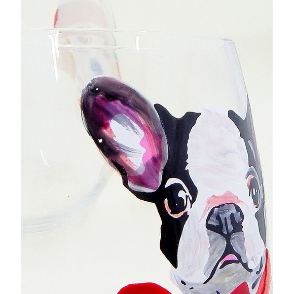 Pier 1 One Stemless Wine Glasses Holiday Christmas Dogs Hats Assorted Set of 4 - Picture 4 of 10